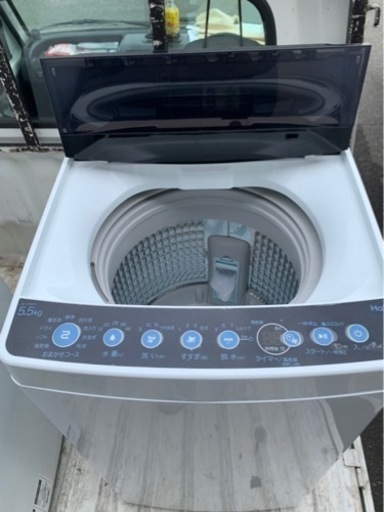 ５km以内配送無料　保証付き　Haier (ハイアール) 全自動電気洗濯機 5.5kg JW-C55FK 2020年製 ホワイト 簡易乾燥機能付 一人暮らし 洗浄・除菌済み