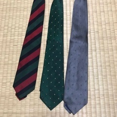 正絹ネクタイ　３本セット　グリーン系　500円