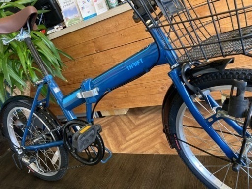 カゴ付き】20インチ 折りたたみ自転車 ブルー