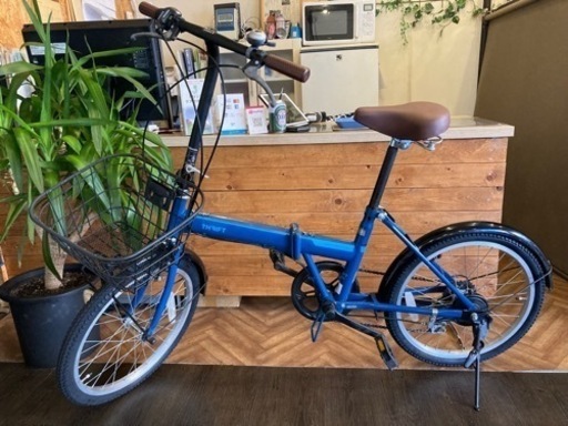 【カゴ付き】20インチ　折りたたみ自転車　ブルー カゴ付き】20インチ 折りたたみ自転車 ブルー