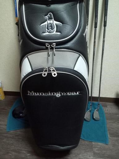 Munsingwear ゴルフキャディバッグ 黒 Munsingwear ファブリックキャディバッグ -デサントストア-DESCENTE STORE-