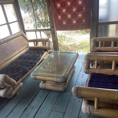 竹製ソファー　テーブル　セット
