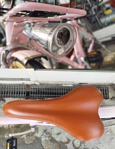 シティサイクル 27インチ 自転車 ピンク 6段切替 オートライト カゴ