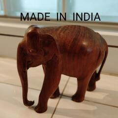 インド象の置物　木彫り（made in India）