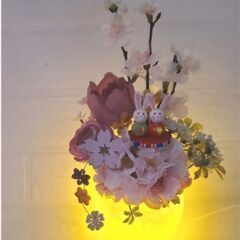 お雛様アレンジ～光る花器を使用🌸抗菌・抗ウィルス・消臭効果のあるカタリーヌフラワー - 新宿区