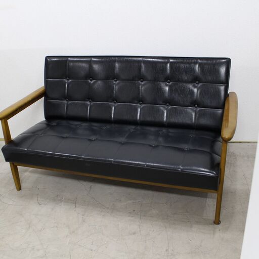 店S363)カリモク60 Kチェア 2シーター スタンダードブラック 幅133cm