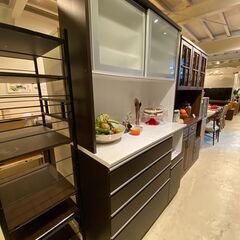 宇都宮でオシャレな家具を探すなら『オトワリバース！』レンジボード W1200 収納棚 食器棚 ニトリ ブラウン キッチン収納 中古品