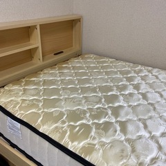 【ネット決済】収納棚付すのこベッド マットレス付き　コンセント口付き