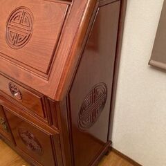 唐木無垢材 花梨 紫檀 希少木材のライディングデスク：シノワズリ/中国製