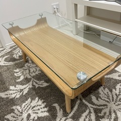 【良品】ニトリ ガラス板ローテーブル