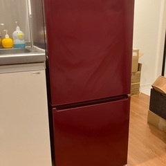 【美品】冷蔵庫 ワインレッドカラー