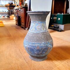 金属製 壺 花瓶 フラワーベース　/TJ-0841 2F
