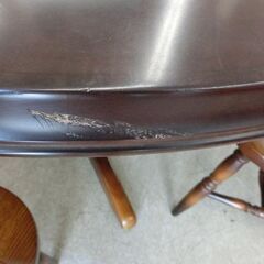 飛騨産業 キツツキマーク ダイニングセット 4人掛け ラウンド 丸テーブル イス4脚 札幌市 西区