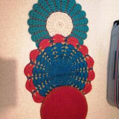 手編みの敷マット3枚