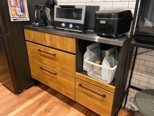 オシャレ　キッチンボード　カップボード　食器棚　カウンター　キッチンカウンター