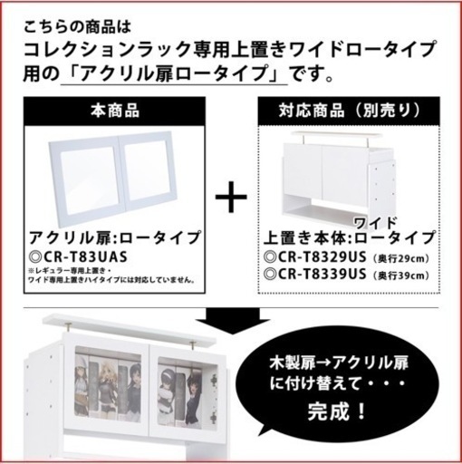 JAJAN アクリル扉ロータイプ （扉のみ） ホワイト CR-T83UAS