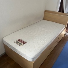 収納付きベッドフレーム＋マットレス シングルベッド