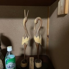 長寿の象徴　夫婦鶴の置物