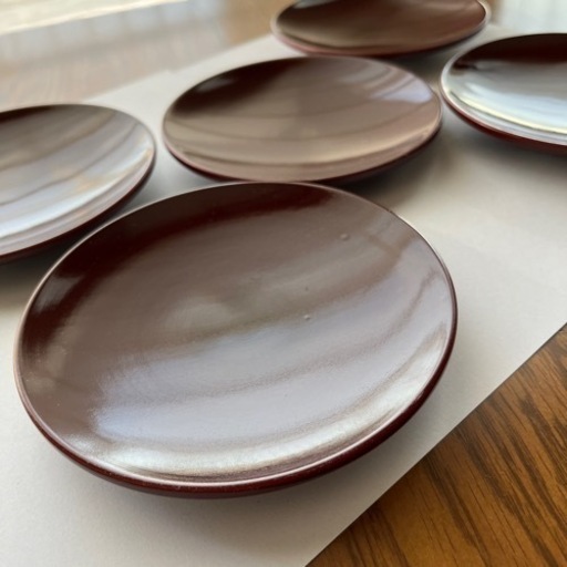 大人気商品 輪島塗 食器 銘々皿 5枚セット 扇型 横:19cm 縦:9.5cm