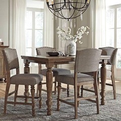 J2223 英国アンティーク調 ヴィンテージ家具 アンティーク調家具 デザイン ASHLEY Furniture アシュレイ ファニチャー D688-32 木製伸長式ダイニングテーブルセット 椅子4脚付 クリーニング済 新品参考価格20万円以上 