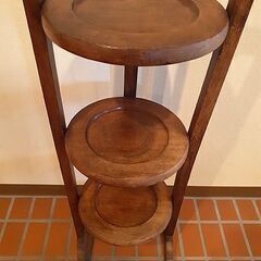 希少 ヴィンテージ ケーキスタンド スリーティアーズ 折りたたみ 北欧　チーク 札幌【英国製 アンティーク家具 3段 ケーキスタンド】フォールディング