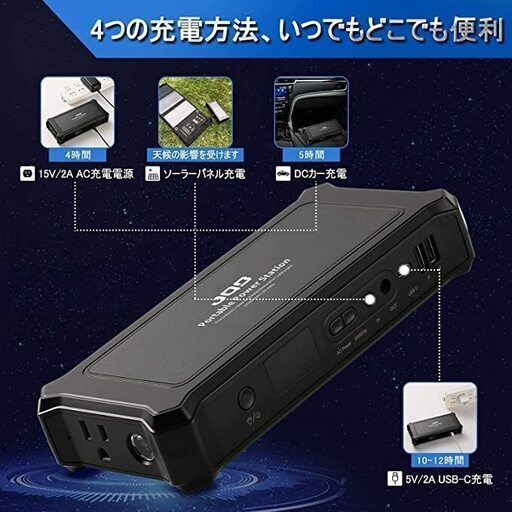 【大容量】ポータブル電源 アウトドア 小型 軽量 充電器 モバイルバッテリー キャンプ /JQB/P100 100Wh/27000mAh