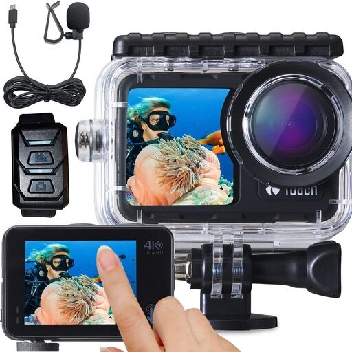 ポジカメアクション(32GB microSD セット) アクションカメラ ポケット 小型 4K/60fps 録画 両面ディスプレイ 6軸 手振れ補正 防水 防塵 日本語説明書付き