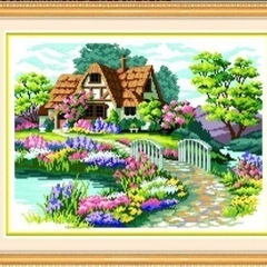 クロスステッチ 刺繍キット 美麗庭と家デザイン