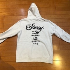 【STUSSY】白パーカー XL