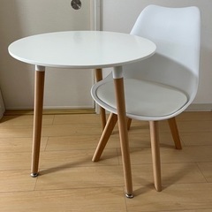 ホワイト　ラウンドテーブル　椅子セット　丸型　テーブル