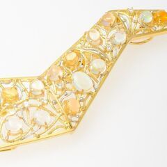 K18/Pt900 ウォーターオパール・ダイヤモンド ブローチ(ペンダント兼用