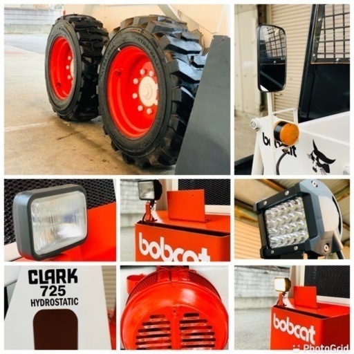 TCM ボブキャット 725 852時間 スキッドステアローダー ミニホイールローダー ショベルローダー4WD 新品タイヤ サイドミラー LEDライト