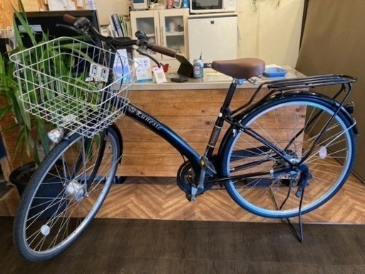 【前輪タイヤ新品！】LEDオートライト　6段変速　27インチ自転車　ブラック