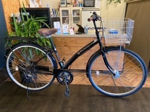 【前輪タイヤ新品！】LEDオートライト　6段変速　27インチ自転車　ブラック