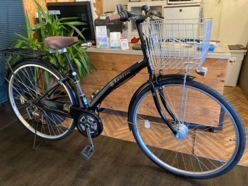 【前輪タイヤ新品！】LEDオートライト　6段変速　27インチ自転車　ブラック