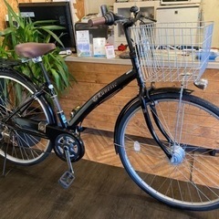 前輪タイヤ新品！】LEDオートライト 6段変速 27インチ自転車 ブラック