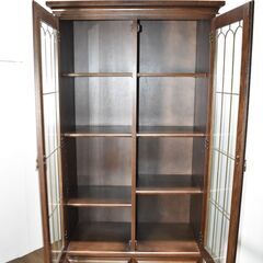 【ヤ取終了7/3】≪y567≫カリモク ヴィンテージ ガラス扉 本棚/ブックシェルフ/キャビネット/リビングボード 上下2分割 50217-06