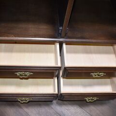 【ヤ取終了7/3】≪y567≫カリモク ヴィンテージ ガラス扉 本棚/ブックシェルフ/キャビネット/リビングボード 上下2分割 50217-06