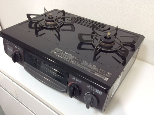 (3/18受渡済)JT6418【RINNAI/リンナイ ガスコンロ LPガス】美品 2020年製 KG34NBKL 家電 キッチン レンジ ガステーブル 左側強火 ホーロー