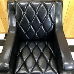 ヴィンテージ 1人掛けソファー 690×740×840 ブラック 合成皮革