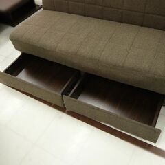 ソファ 2人掛け 引出し付き リクライニング 幅155cm ブラウン系 家具 イス 苫小牧西店