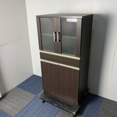 (230223)　木製 小型 食器棚 キッチンボード リビングボ...