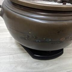 宣徳銅 瓶掛 銀象嵌 大型火鉢 手あぶり火鉢 ひばち 古銅 時代物