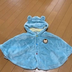 中古★水色のふわふわポンチョ