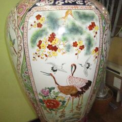 R524 有田焼 三段壺 大型壺 飾壷 花鳥  古美術品 USED・美品