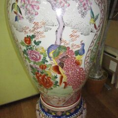 R524 有田焼 三段壺 大型壺 飾壷 花鳥  古美術品 USED・美品