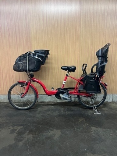 格安‼️  20インチ 子供乗せ 電動自転車 Panasonic ギュットミニ  赤 リアチャイルドシート前後無料❗️ 3人乗り 自宅引き取り割引き⭕️