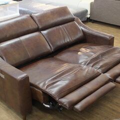 (Y)北大前! 札幌 引取 unico/ウニコ MOOTO/モート 電動リクライニング レザーソファ 2シーター 2人掛け ブラウン 家具 2000623 