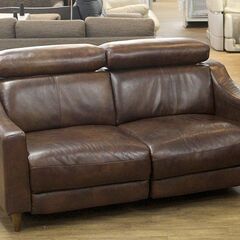 (Y)北大前! 札幌 引取 unico/ウニコ MOOTO/モート 電動リクライニング レザーソファ 2シーター 2人掛け ブラウン 家具 2000623 