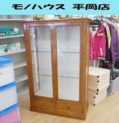 飾り棚 幅95×奥行39×高さ146cm 鍵欠品 キャビネット コレクションケース カップボード ガラス 札幌市 清田区 平岡